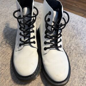 Dr. Martens White Combat Boots with Black Laces